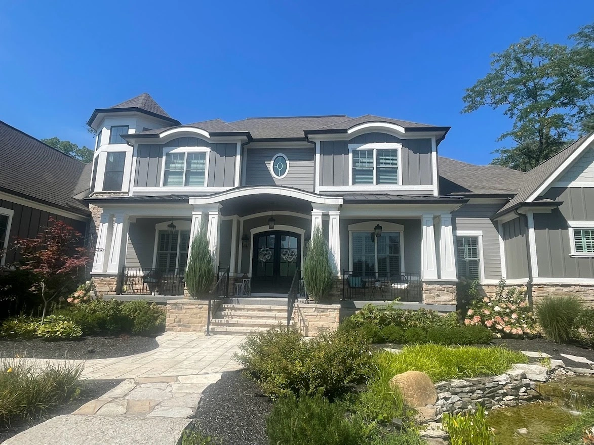 large multi level roof replacement