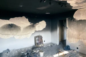 smoke damage-home interior after house fire
